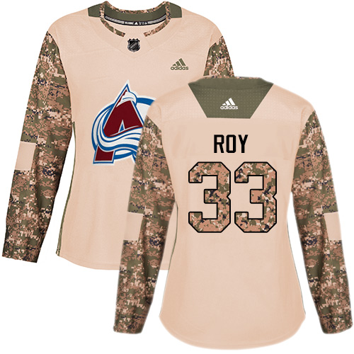Adidas Avalanche #33 Patrick Roy Camo Authentic Veterans Day Women's Stitched NHL Jersey - Click Image to Close